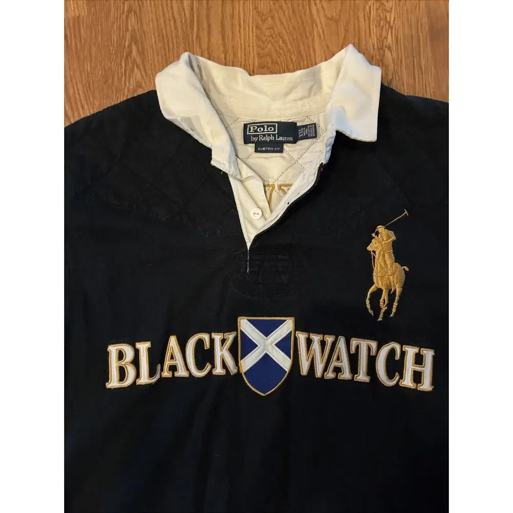 Vintage 90s Polo Ralph Lauren Blackwatch Long Sleeve size XXL Black